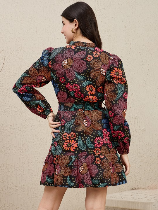 Puff Sleeves Cotton Shirt Dress