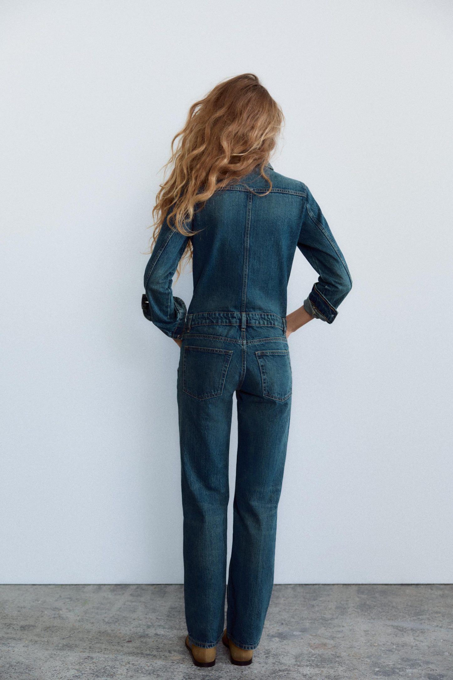 Straight Fit Denim Jumpsuit