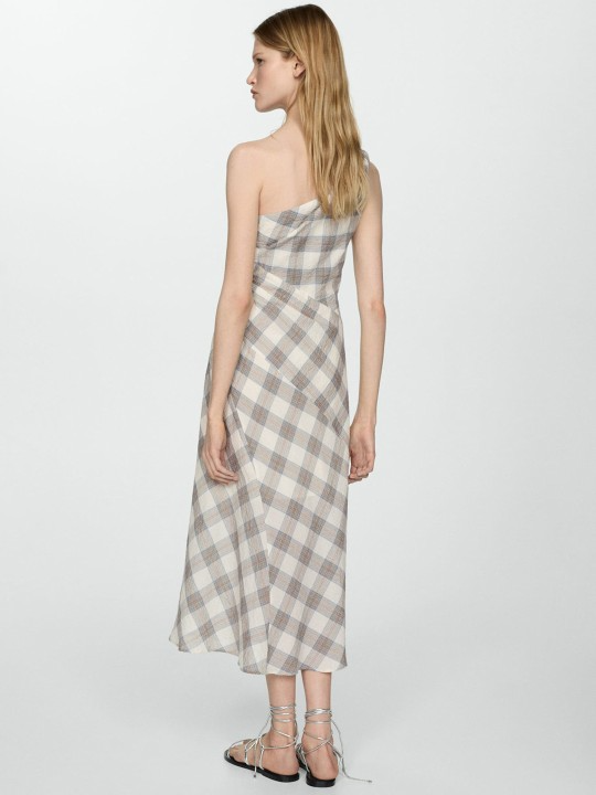 One Shoulder Checked Sheath Dress