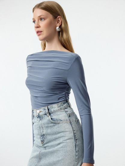 Slate Gray Gathered Top