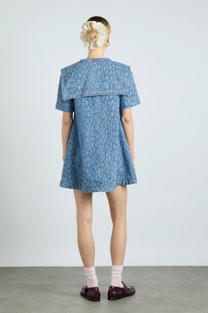 Leopard Laser Denim Dress And Pants Co-Ord Set