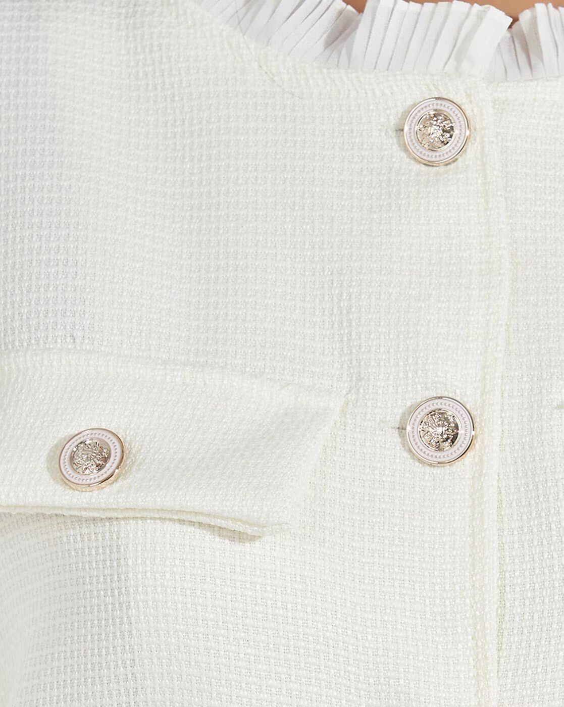 White Regular Fit Short Length Jacket With Hem Detail