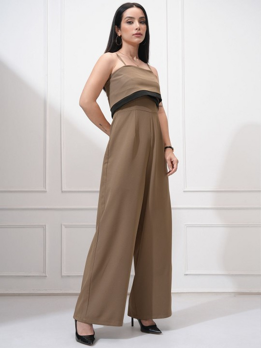 Colorblocked Wide Leg Jumpsuit