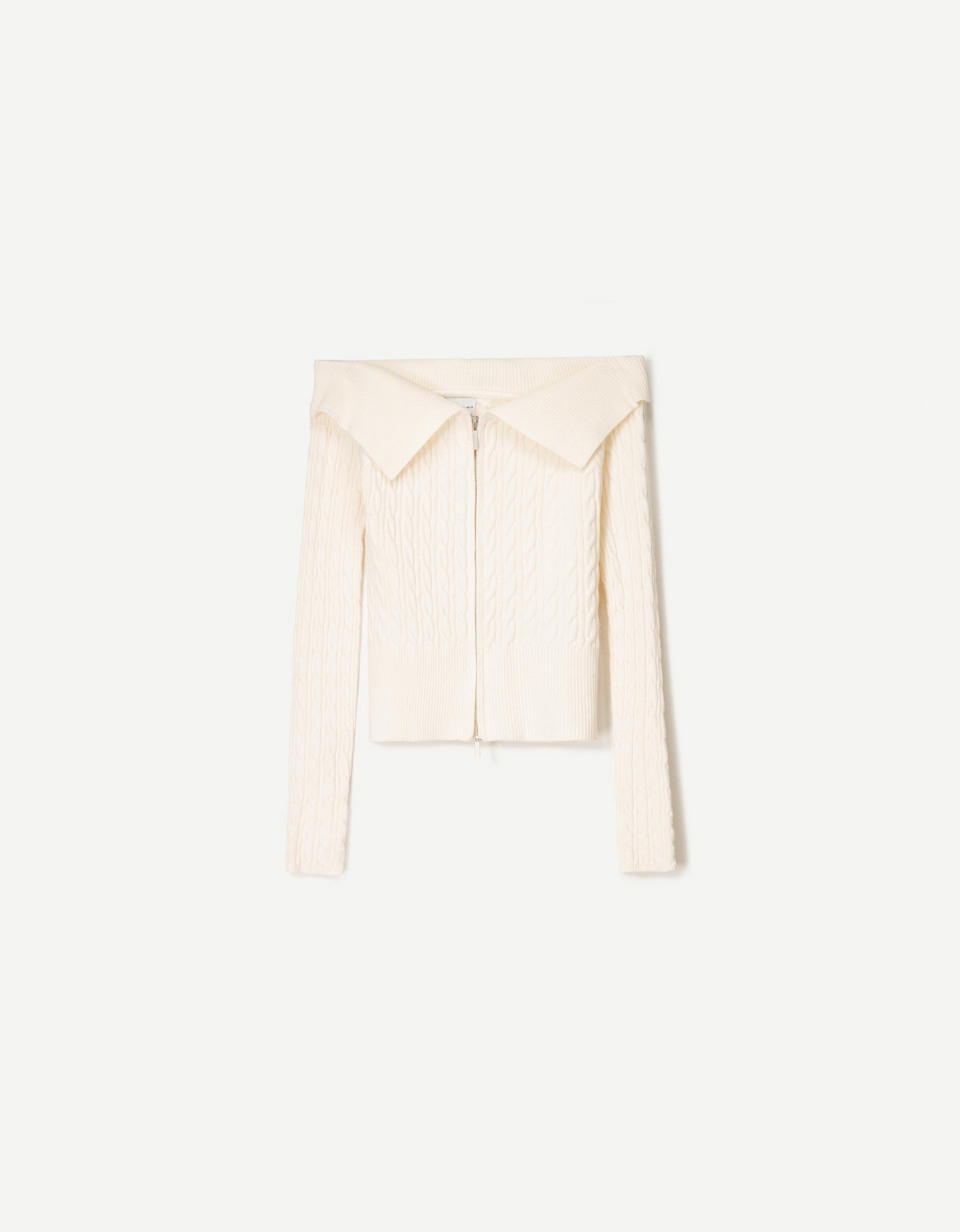 Cable-Knit Bardot Cardigan With Zip