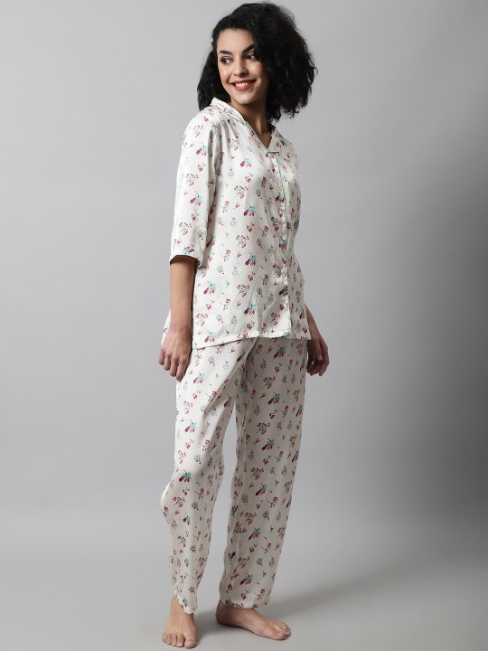 Printed Satin Night Suit