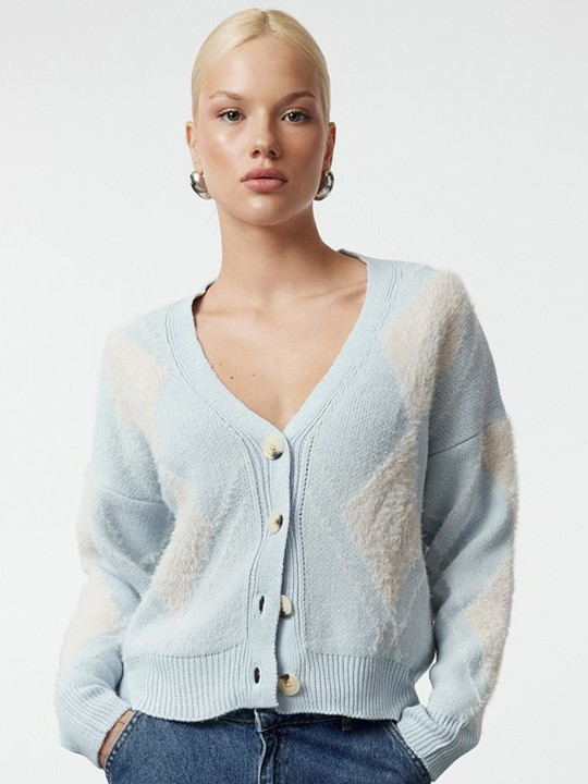 White Diamonds Printed Cardigan