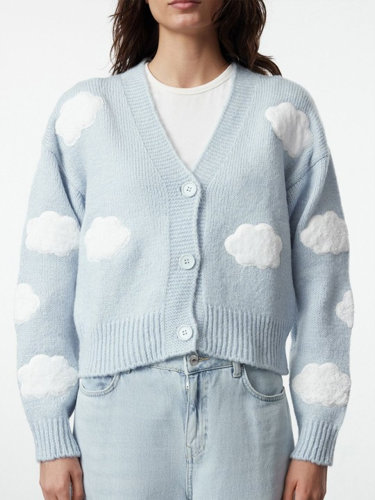 White Clouds Printed Cardigan