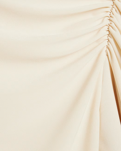 Cream Ruched Hanky Hem Mini Dress