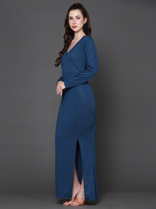 Yale Blue Sequined Maxi Dress