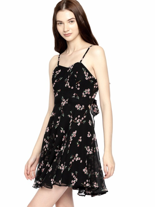 Floral Print Georgette Fit & Flare Mini Dress