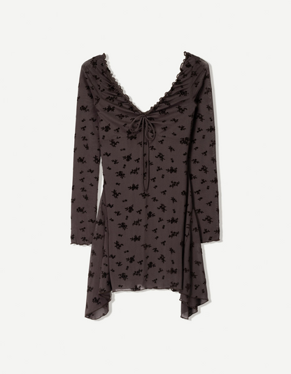 Long Sleeves Mini Print Dress