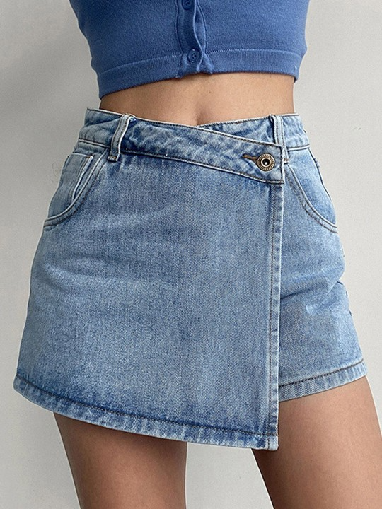 High-Rise Casual Denim Shorts