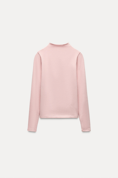 Turtleneck Pink T-Shirt Top