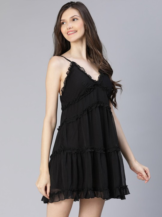 Black Mid Thigh Nightdress