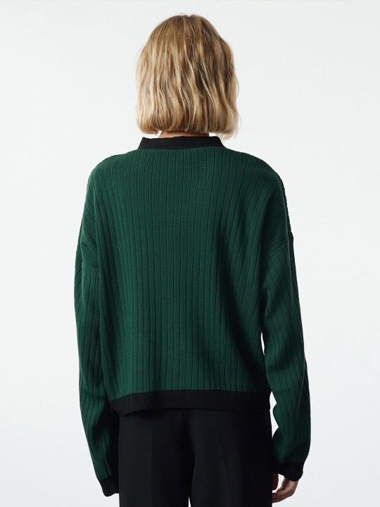 Green And Back Buttoned Jacket