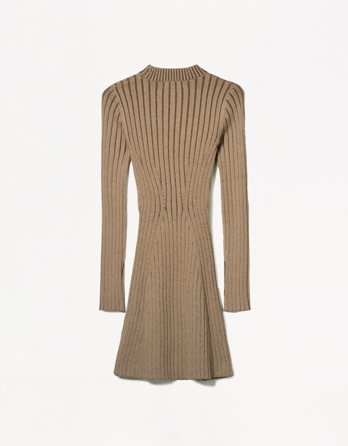 Long Sleeves Mini Ribbed Dress