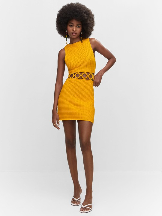 Crochet Hoop Cut-Outs Bodycon Mini Dress