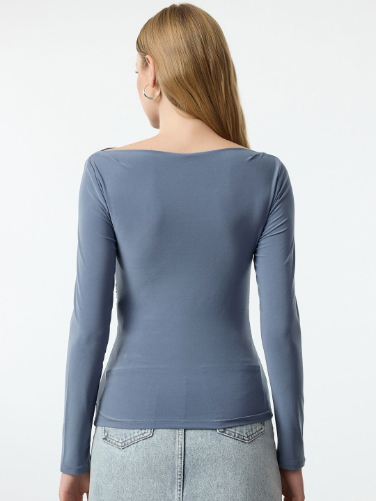 Slate Gray Gathered Top