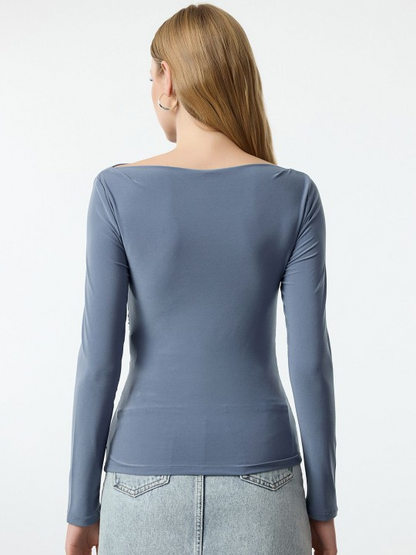 Slate Gray Gathered Top