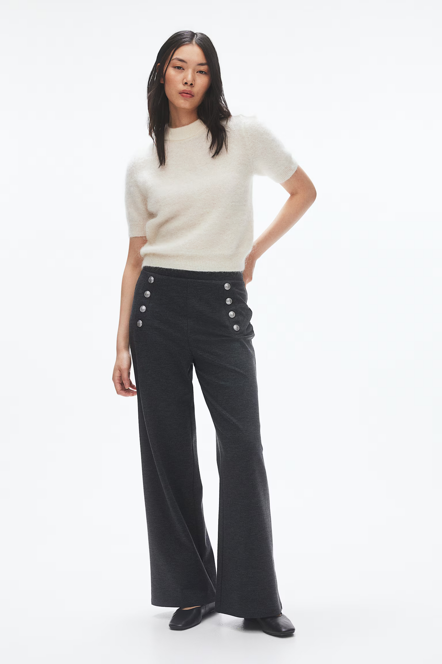 Grey Button-Front Trousers