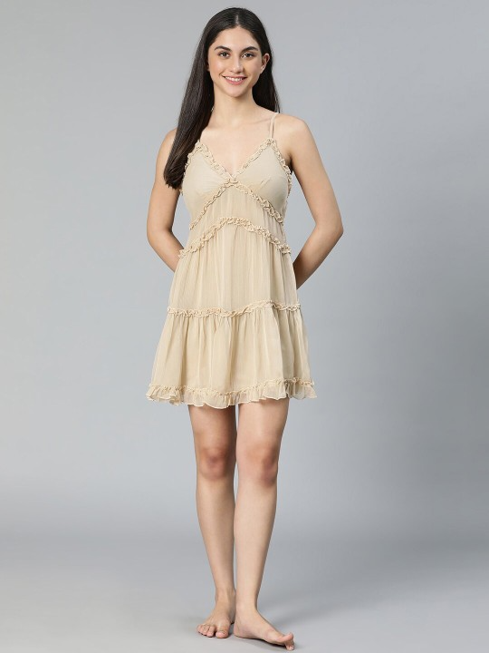 Beige Ruffled Nightdress