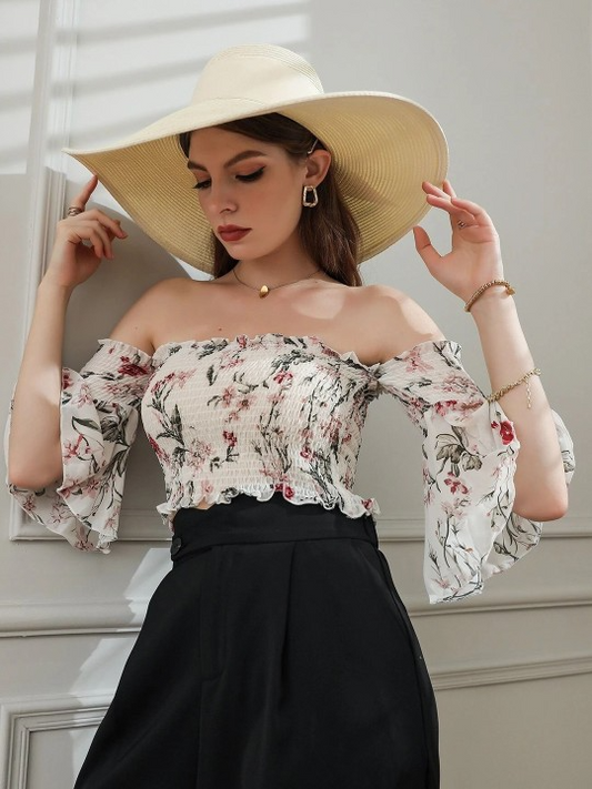 Off-Shoulder Smocked Top