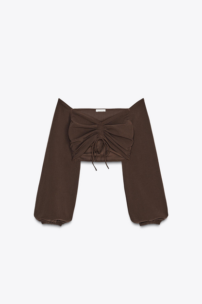 Strech Gathered Crop Top