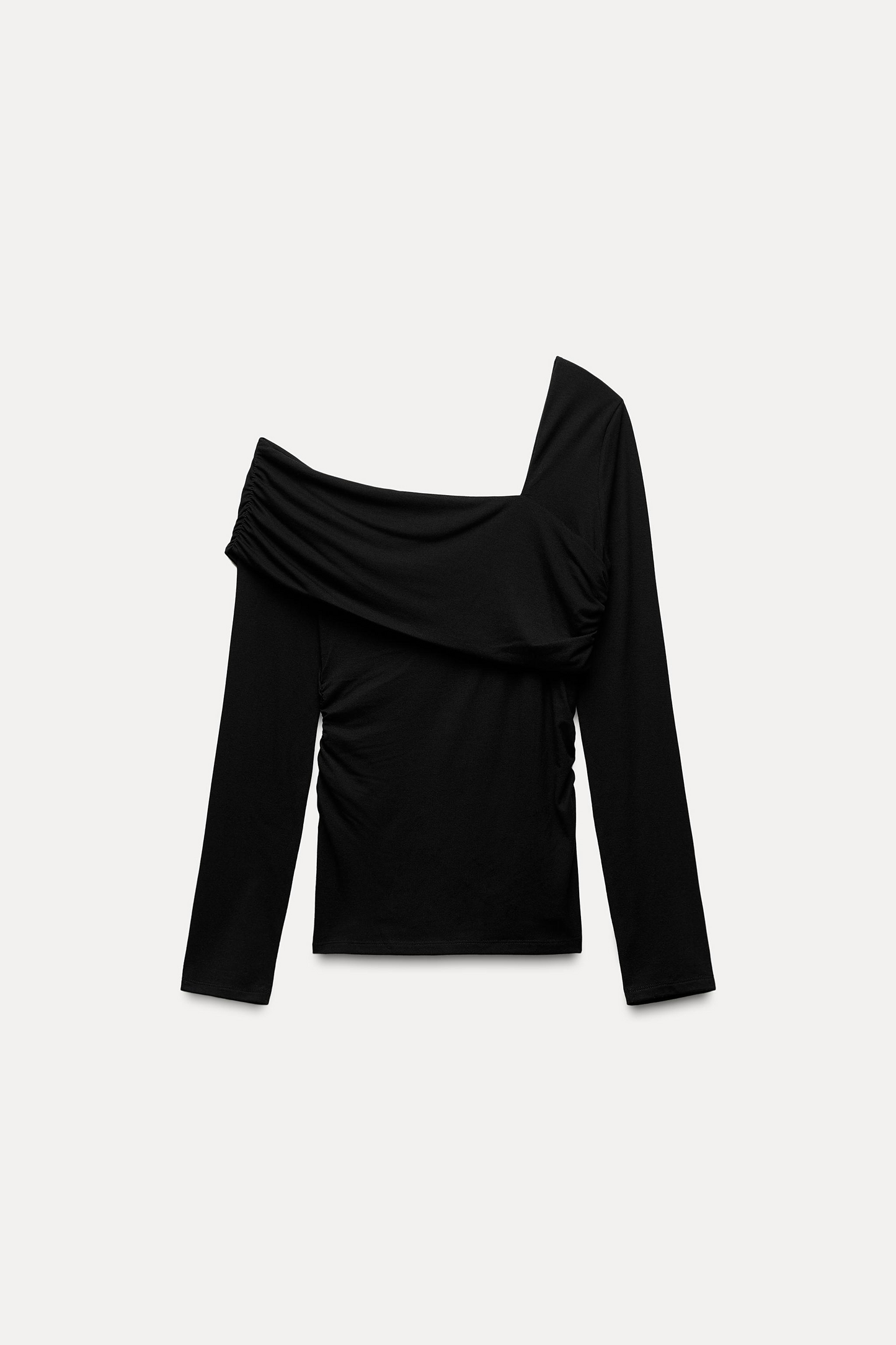 Asymmetric Neckline Top In Black