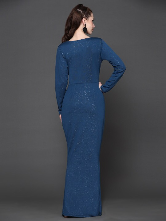 Yale Blue Sequined Maxi Dress