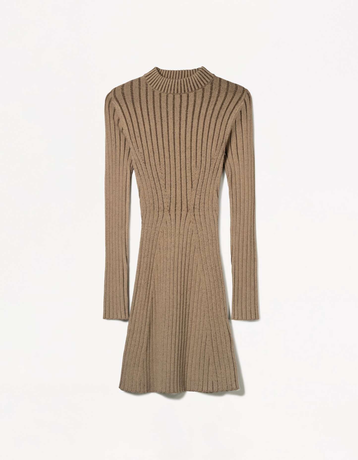 Long Sleeves Mini Ribbed Dress