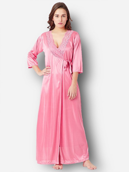 Pink V-Neck Maxi Nightdress