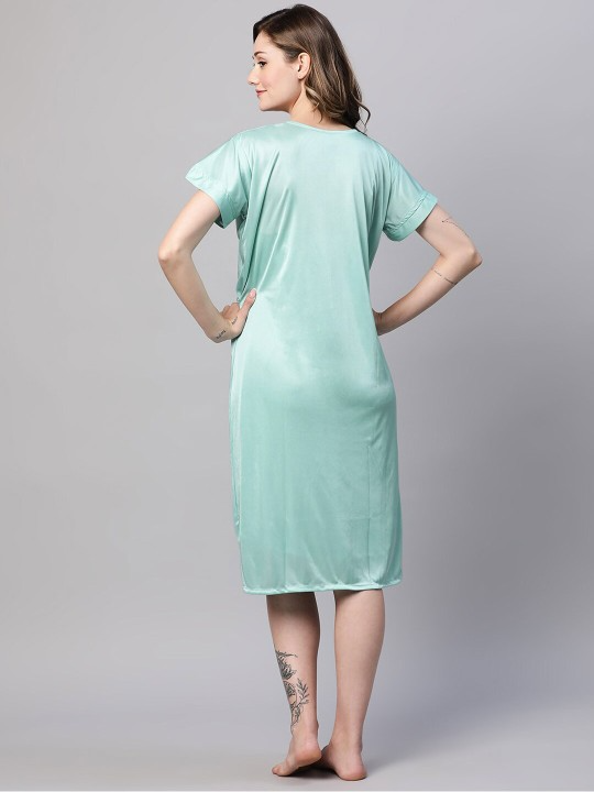 Jagged Ice Satin Nightdress With Robe