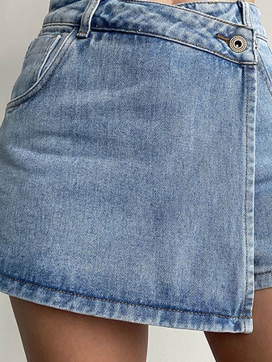 High-Rise Casual Denim Shorts