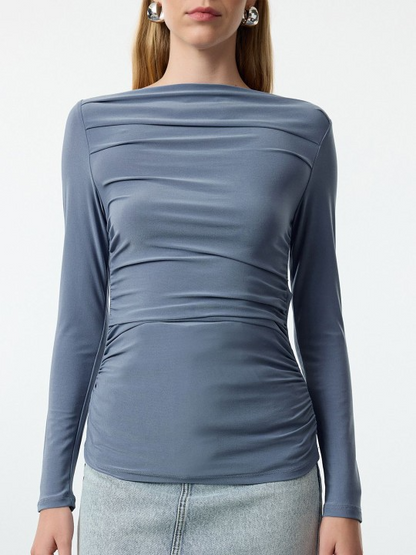 Slate Gray Gathered Top