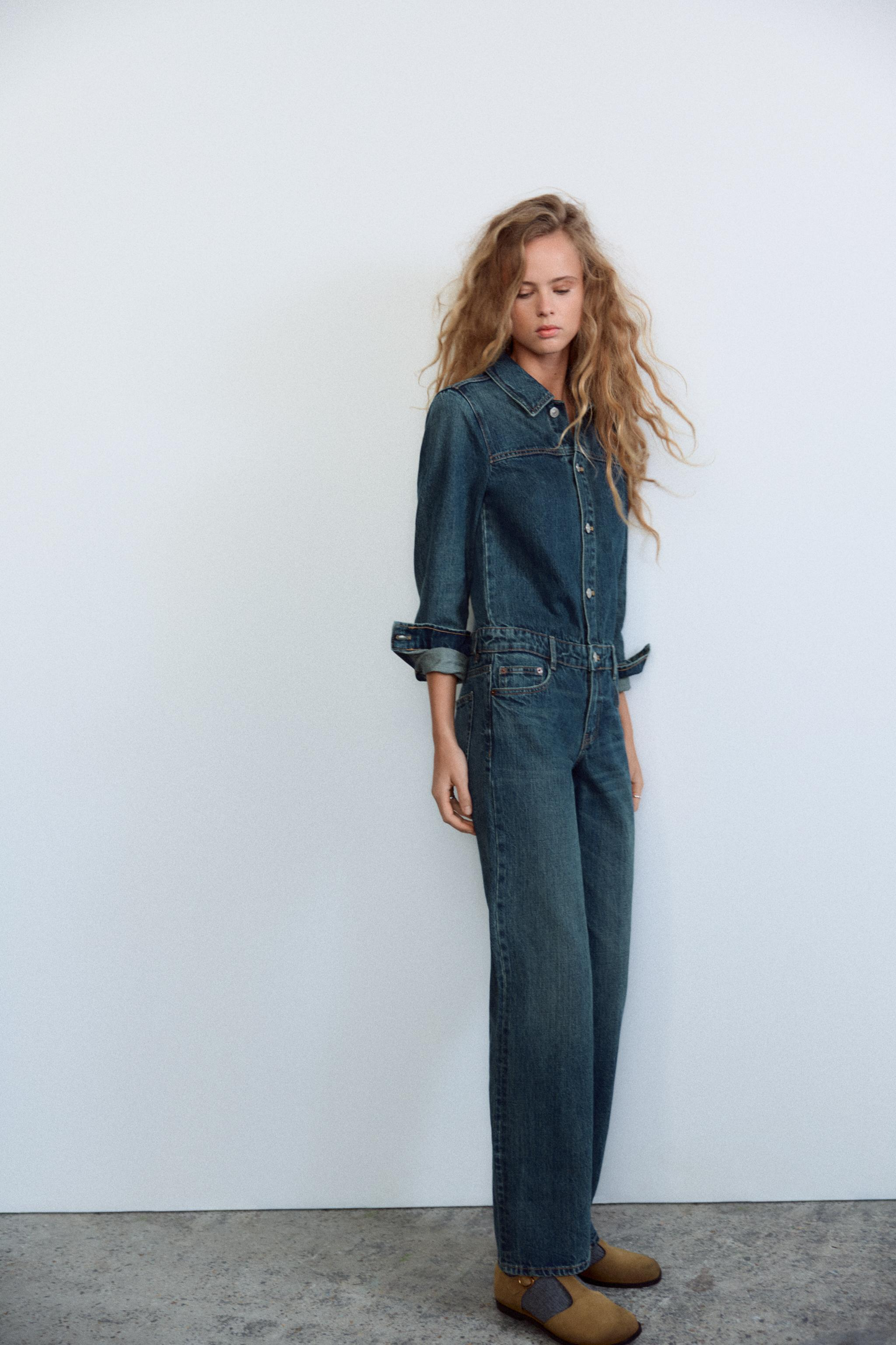 Straight Fit Denim Jumpsuit