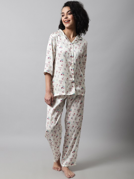 Printed Satin Night Suit