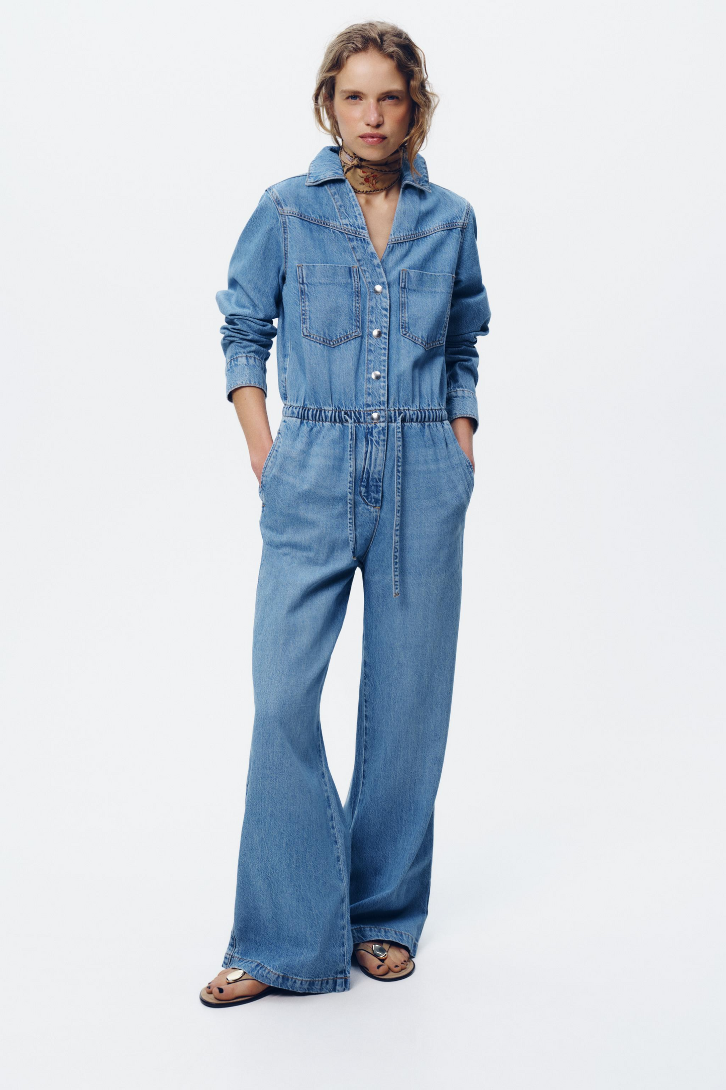 Adjustable Waist Denim Jumpsuit