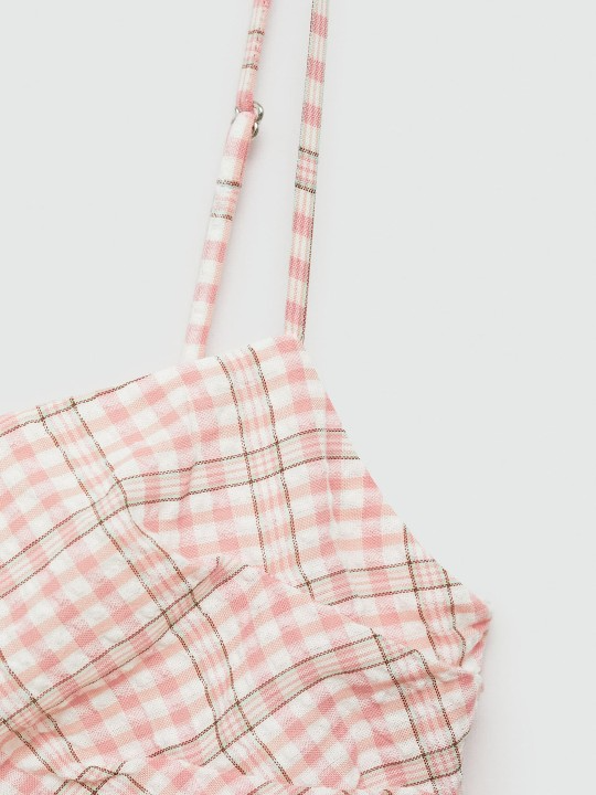 Pink Checked A-Line Dress