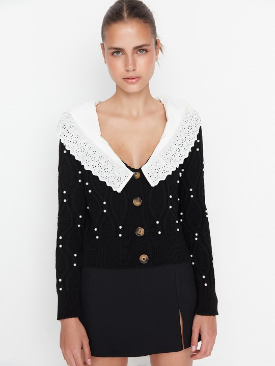 Black Top with Embellished Detail