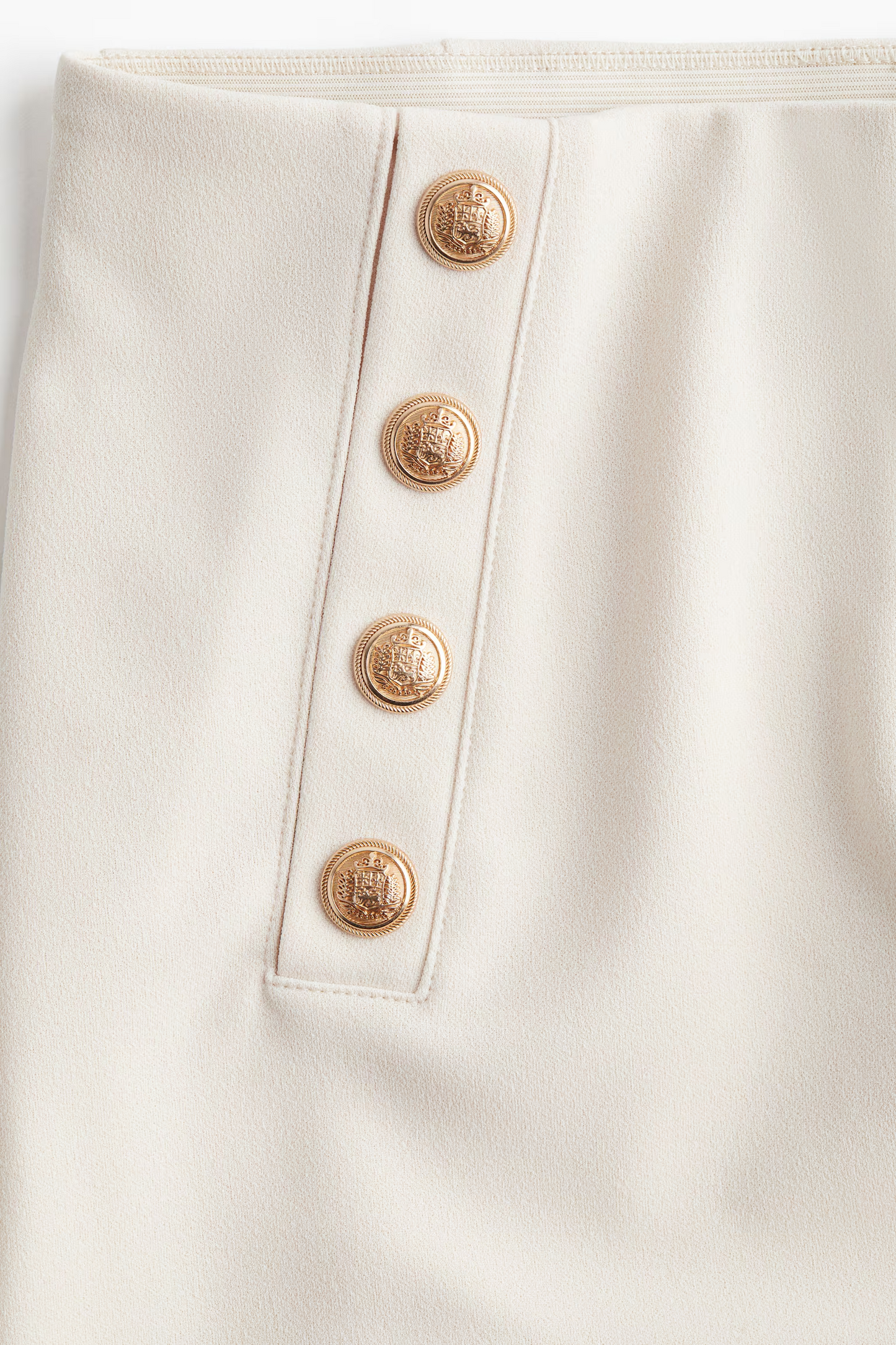 Cream Button-Front Trousers