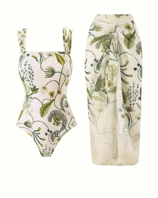 Cream Floral Swimsuit