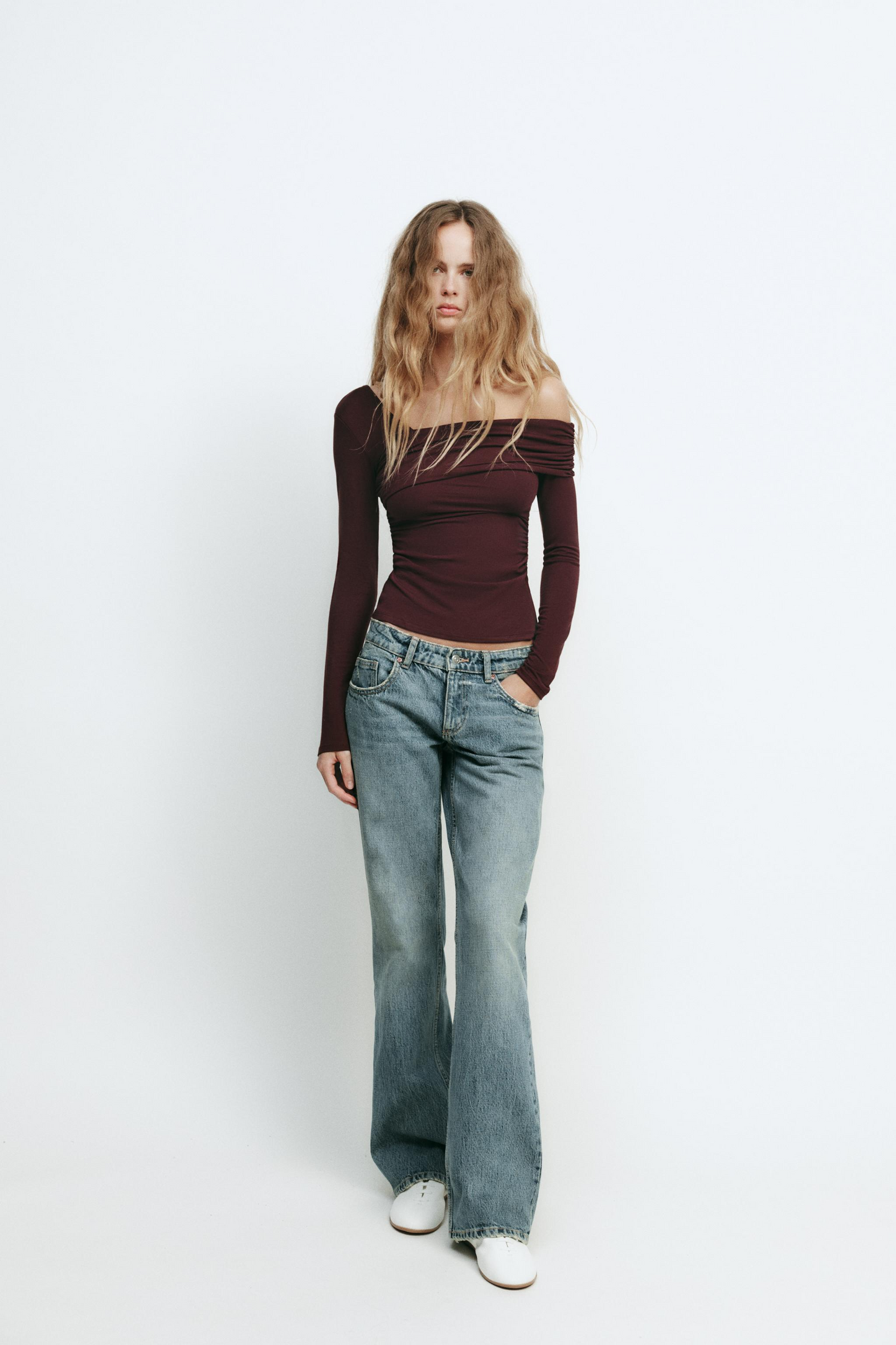 Asymmetric Neckline Top In Wine