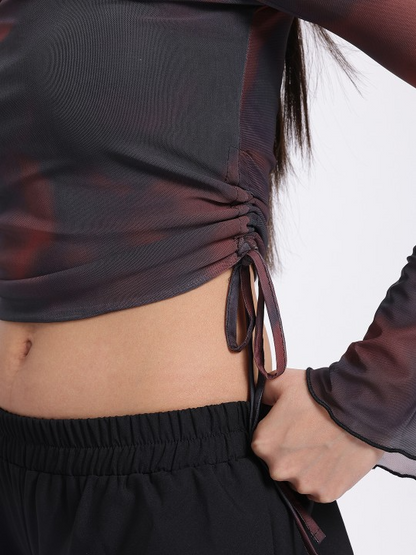 OG Dyes Off-Shoulder Mesh Crop Top