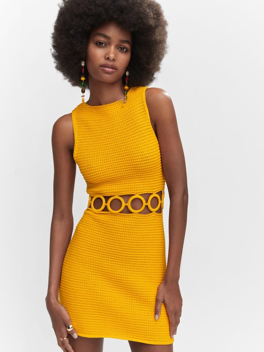 Crochet Hoop Cut-Outs Bodycon Mini Dress