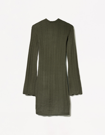 High Neck Openwork Mini Dress