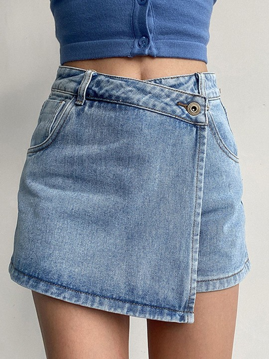 High-Rise Casual Denim Shorts