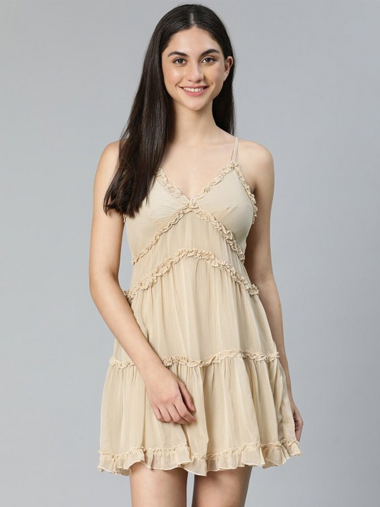 Beige Ruffled Nightdress