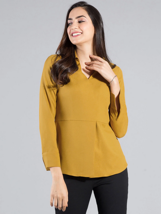 Mustard V-Neck Top