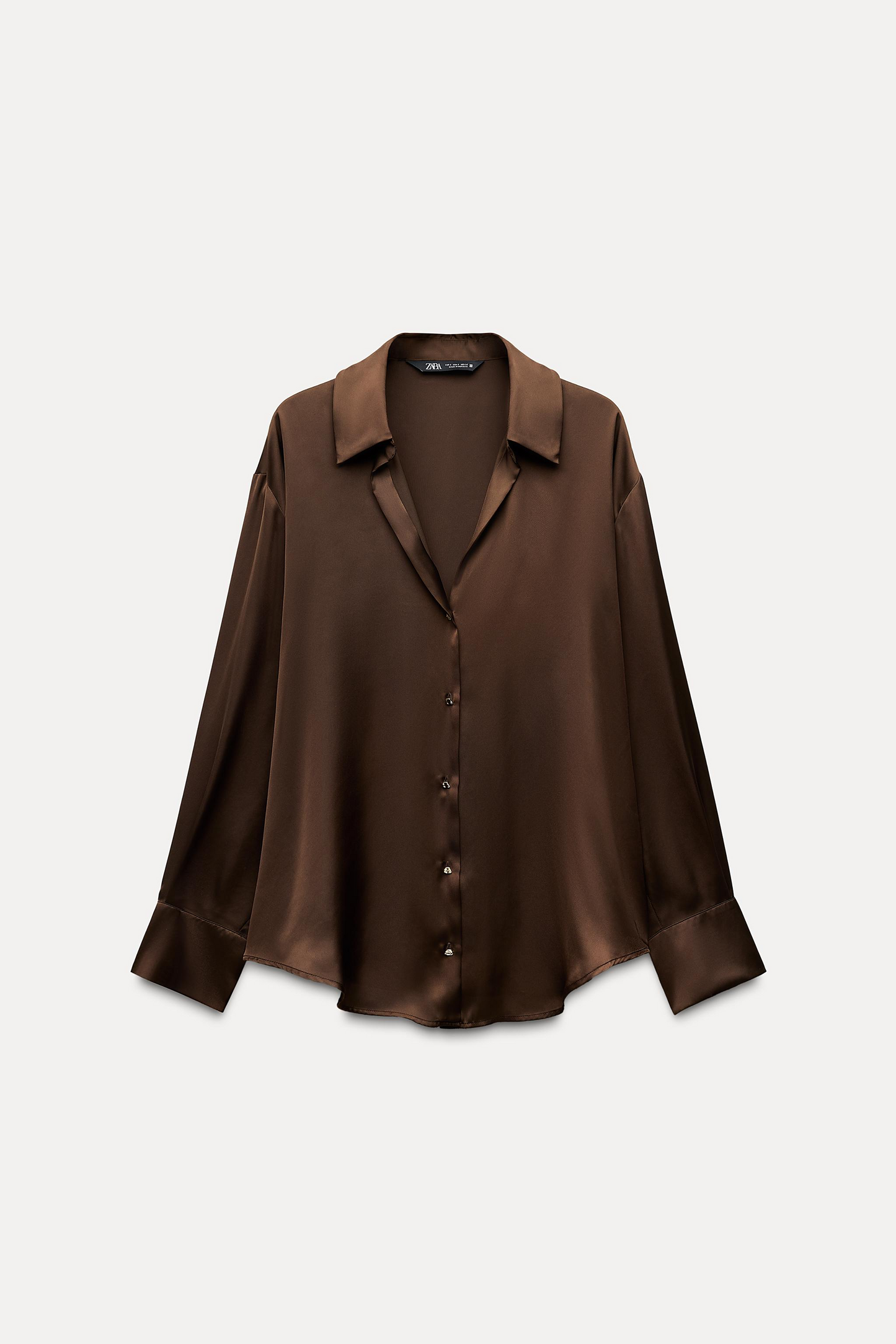 Basic Satin Shirt In Brown