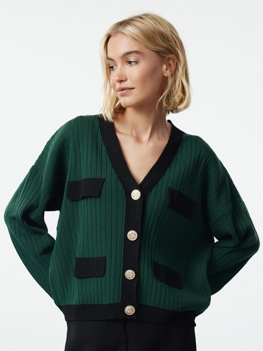 Green And Back Buttoned Jacket